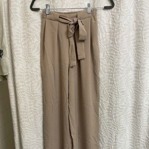 Zara Tan Wide Leg Pants with Tie